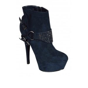 Liliana dark blue Rhinestone booties.